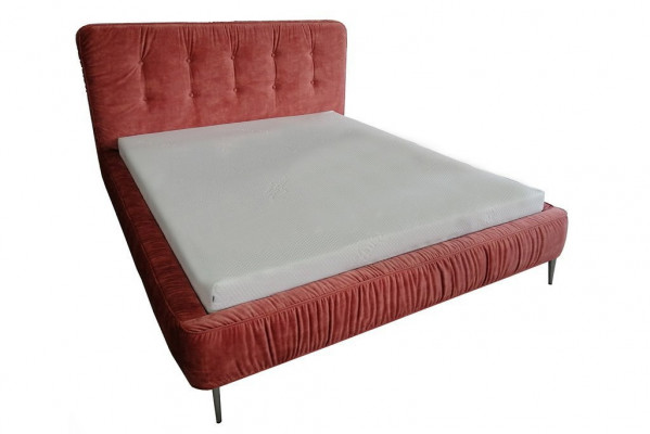Moderne bedden hout leer 180x200cm gestoffeerd echt design leer hotelbed roze nieuw