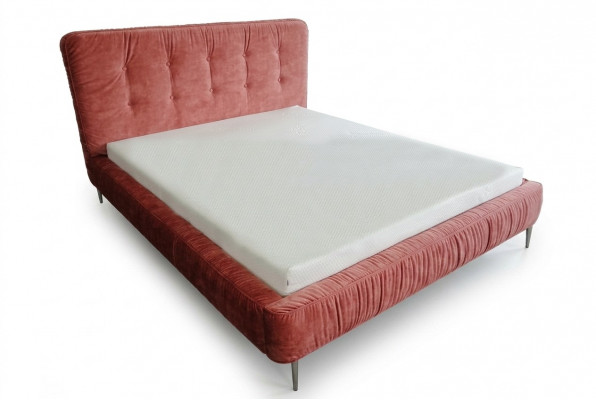 Moderne bedden hout leer 180x200cm gestoffeerd echt design leer hotelbed roze nieuw
