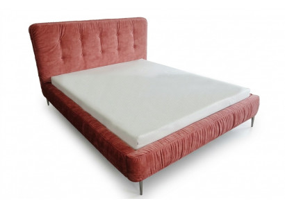 Moderne bedden hout leer 180x200cm gestoffeerd echt design leer hotelbed roze nieuw