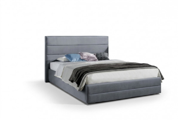 Klassiek grijs designer bed slaapkamer textiel leer bekleding 180x200cm nieuw