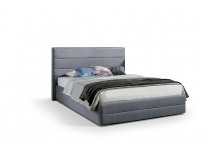 Klassiek grijs designer bed slaapkamer textiel leer bekleding 180x200cm nieuw