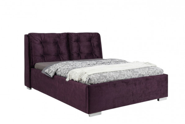 Lila gestoffeerd bed ledikant tweepersoonsbed textiel designerbed tweepersoonsbed bedframe bedden