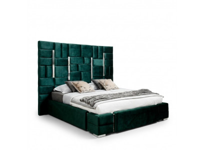 Bed met bekleding Tweepersoonsbed Ontwerper bed Huwelijksbed Slaapkamer Velours bed Stoffen bedden