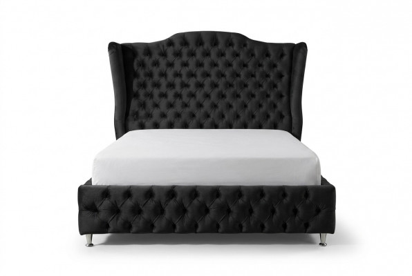 Zwart bed Chesterfield gestoffeerd tweepersoonsbed Luxe slaapkamer Design Bedden