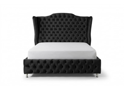 Zwart bed Chesterfield gestoffeerd tweepersoonsbed Luxe slaapkamer Design Bedden