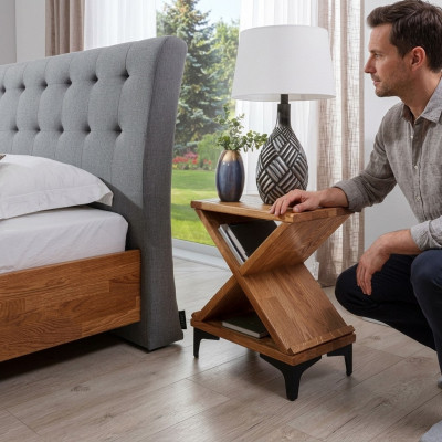 Nachtkastje Nachtconsole Design Bijzettafel Slaapkamer Tafel Nachtkastjes Hout