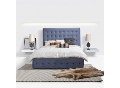 Leren bed Bedden Tweepersoonsbed Designer gestoffeerd dubbel bed Textiel 180x200cm Nieuw