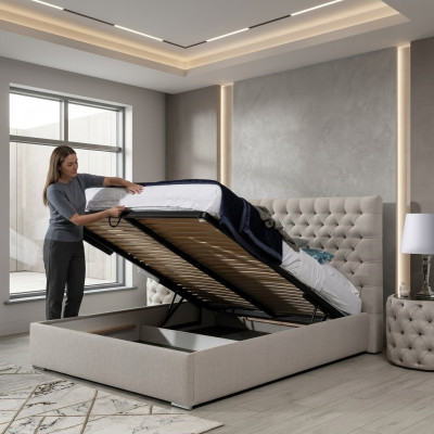 Modern bed wit stijlvol Chesterfield tweepersoonsbed design bedden gestoffeerd bed
