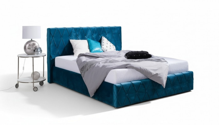 Ontwerp Turks Blauw Bed Textiel Leder Hotelbedden Slaapkamer Fluwelen Bekleding