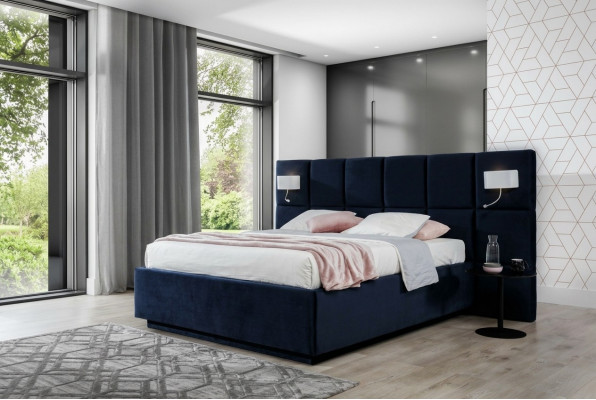 Bed Dubbele Bedden Luxe Slaapkamer 200x200cm Bedlade Stof Verlichting Nieuw