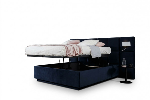Bed Dubbele Bedden Luxe Slaapkamer 200x200cm Bedlade Stof Verlichting Nieuw