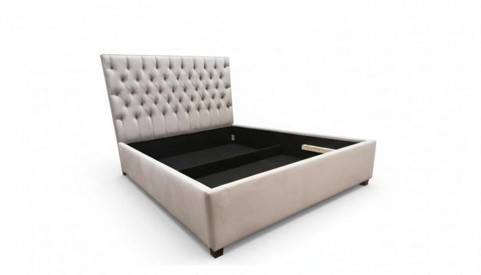 Chesterfield bed gestoffeerd design luxe dubbele hotelbedden goud luxe hotel nieuw
