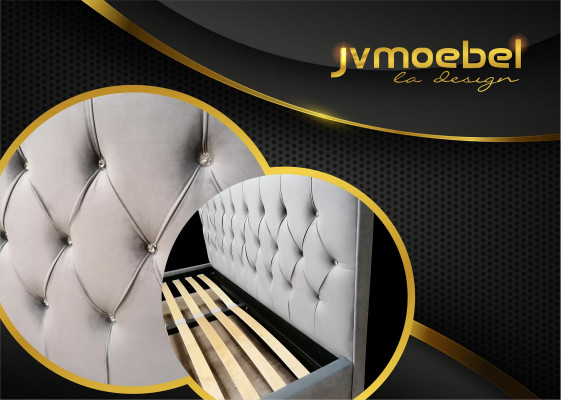 Chesterfield textiel bed met gestoffeerd ontwerp 140x200 tweepersoonsbed bedden bedframe.