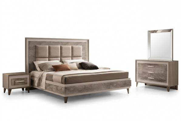 Bed Nachtkastje 3-delig Slaapkamer Set Luxe Modern Compleet Italiaans Meubilair