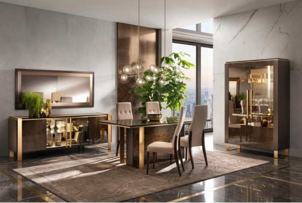 Moderne eetkamertafel + 6 stoelen set groep Italiaanse stijl
