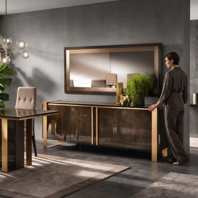 Buffet Dressoir Ladenkast Spiegel Echt Handwerk Houten Plank Planken 2-delig