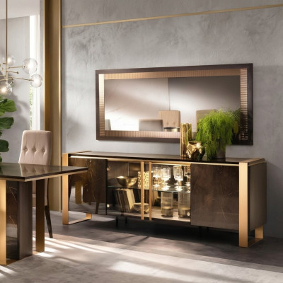 Buffet Dressoir Ladenkast Spiegel Echt Handwerk Houten Plank Planken 2-delig