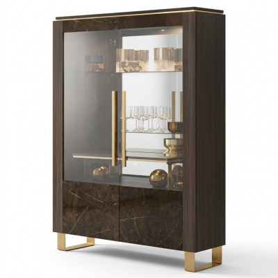 Glas kast Vitrine Vitrines Luxe kast Hout Stijl Glasplaat Kasten