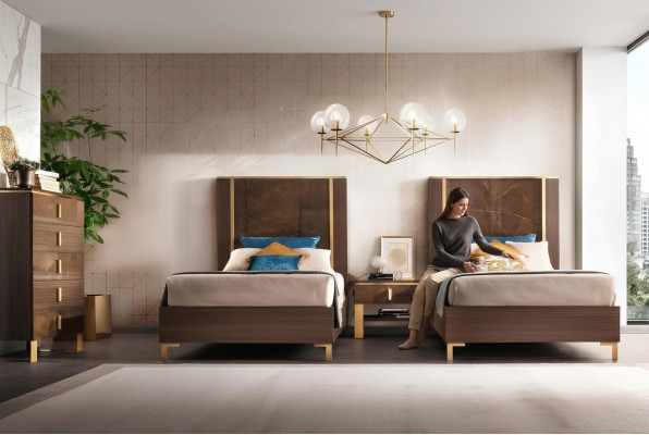 2x Bed + Nachtkastje 3-delige slaapkamerset Designer Luxe Slaapkamer