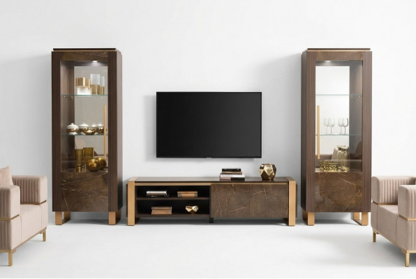 Woonkamerset Designer Woonkamer Sideboard 2x Vitrine 3-delig.