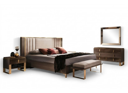 Modern slaapkamer set met bed, nachtkastje, krukje, 4-delige set.
