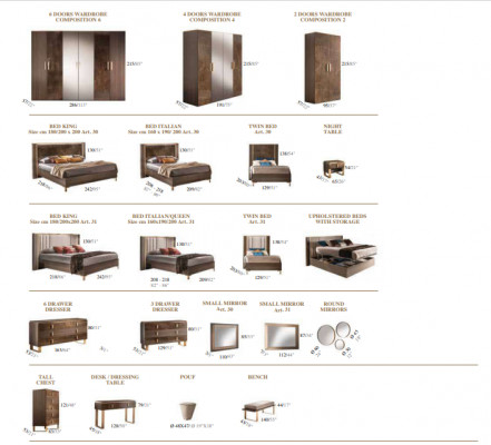 Luxe slaapkamer bed dubbele stijl modern gestoffeerde bedden Italiaans