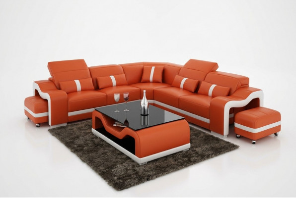 Leren bank Bank woonlandschap Hoekbank Hoek bankstel Ontwerp Modern Bankstel met USB