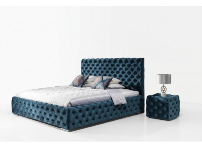 Tweepersoons slaapkamer fluwelen bed Chesterfield bedframe nachtkastje 3-delige set