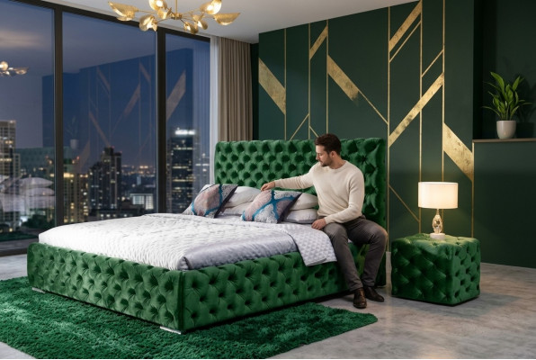 Bed Slaapkamer Set Ontwerp Meubels Modern Luxe Bedden Chesterfield Groen 140x200