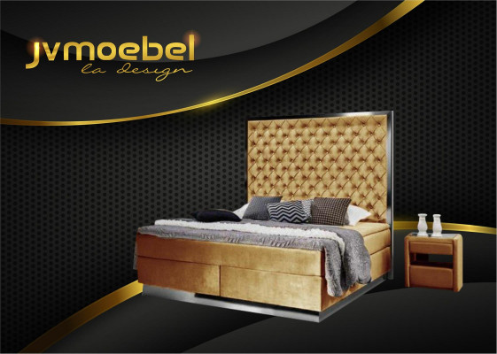 Boxspring bed slaapkamer set 3-delig textiel bed 2x nachtkastje design bedden nieuw
