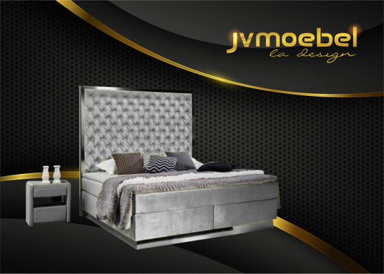 Boxspring bed slaapkamer set 3-delig textiel bed 2x nachtkastje design bedden nieuw