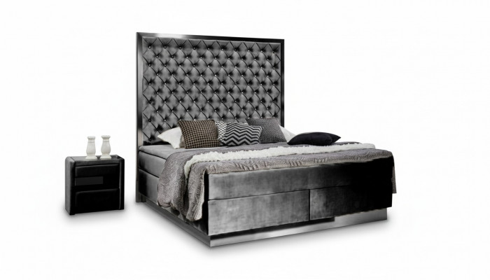 Boxspring bed slaapkamer set 3-delig textiel bed 2x nachtkastje design bedden nieuw