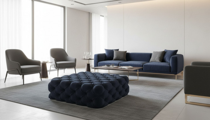 Klassiek Chesterfield design luxueuze voetenbank van textiel hocker Ottomaans