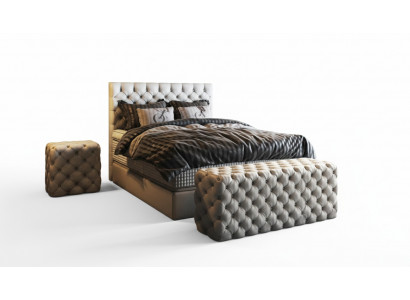 Bed 2x bedside table 3-piece bedroom set design luxury furniture modern beds new.