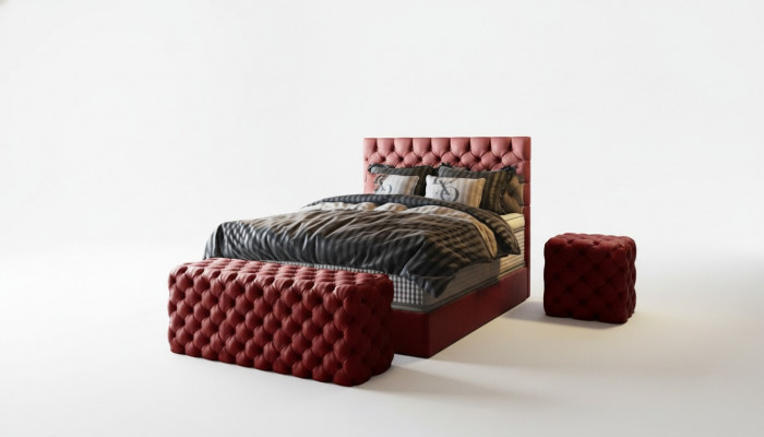 Luxe bed boxspring bed slaapkamer bedden design meubels fluwelen matras compleet.