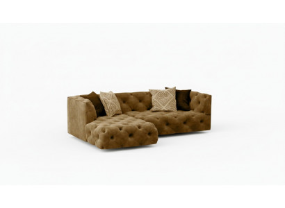 Chesterfield L-vormige hoekbank bank design textiel gestoffeerd bankstel hoek nieuw