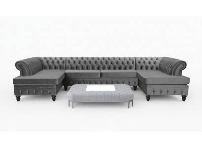 Chesterfield fluwelen hoekbank in U-vorm woonlandschap gestoffeerde hoek bank sofa's nieuw