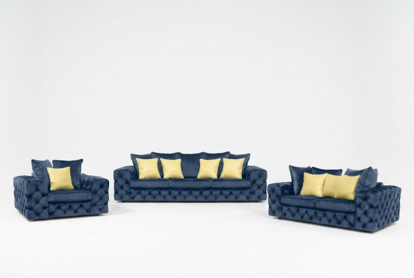 Luxe 4-zits bank gestoffeerde bank leren stoffen textielbankstel driezitsbank.