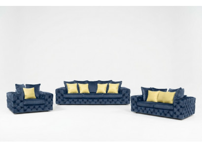 Luxe 4-zits bank gestoffeerde bank leren stoffen textielbankstel driezitsbank.