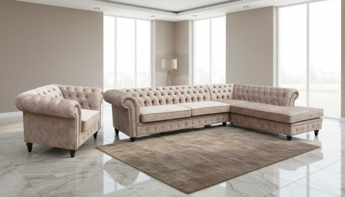 Chesterfield Klassieke woonkamer meubels hoekbank bank bank bekleding