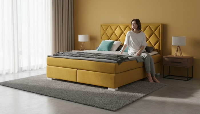 Bedtextiel Slaapkamerdesignmeubelen Modern Luxe Bedden 180x200 gele fluweel nieuw