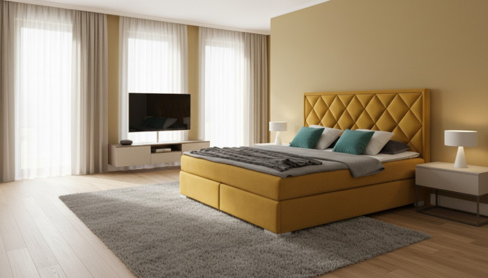Bedtextiel Slaapkamerdesignmeubelen Modern Luxe Bedden 180x200 gele fluweel nieuw