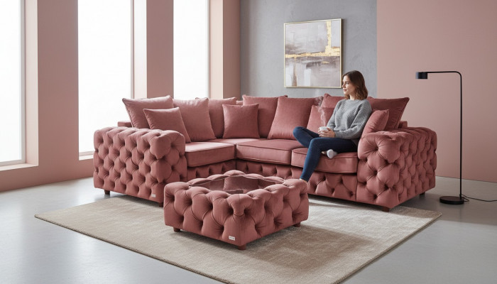 Hoekbank Bank Bankstel Hoekbank L-vorm salontafel textiel woonlandschap