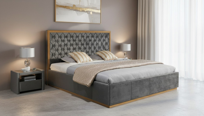 Luxe bed textiel 2x nachtkastje 3-delige slaapkamer set meubels bedden bedframe