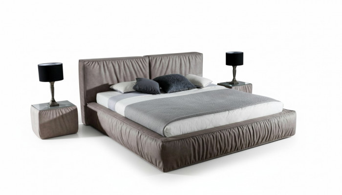 Luxe designer bed voor de slaapkamer, bekleed met fluweel, meubels bedden stof textiel nieuw.