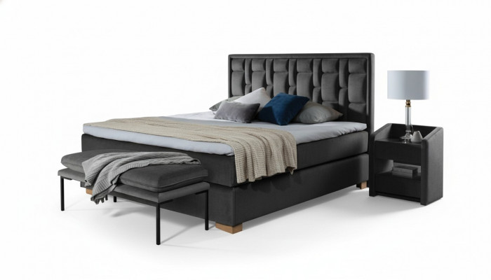 Chesterfield tweepersoons slaapkamer fluwelen bed bedframe nachtkastje 3-delige set