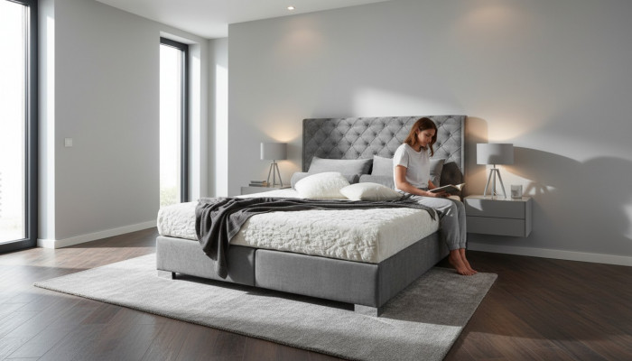 Chesterfield boxspring bed textiel slaapkamer meubilair moderne bedden stof nieuw