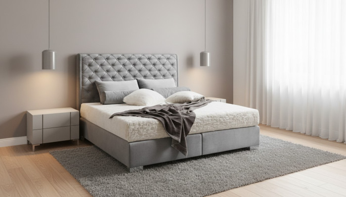 Chesterfield boxspring bed textiel slaapkamer meubilair moderne bedden stof nieuw