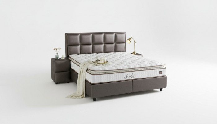 Bed lederen 2-delige nachtkast 3 stuks Slaapkamer Set Meubilair Modern Kwaliteit Bedden Nieuw