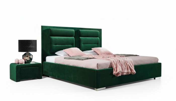 Luxe boxspringbed dubbel design stof hotel groene bedden slaapkamer meubels